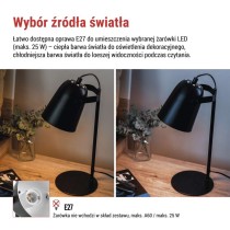 Lampa biurkowa NINA na żarówkę E27, czarna