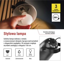 Lampa biurkowa NINA na żarówkę E27, czarna