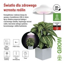 Lampa LED GROW do uprawy roślin 5 W, timer, biała