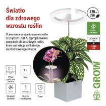 Lampa LED GROW do uprawy roślin 8 W, timer, ściemnialna, biała