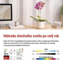LED GROW pestovateľská lampa 8 W, časovač, stmievateľná, biela