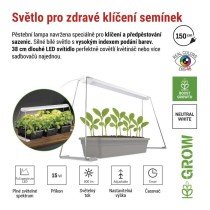 LED GROW pěstební lampa na sazenice 15 W, časovač, bílá