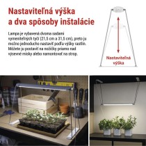 LED GROW pestovateľská lampa na sadenice 15 W, časovač, biela