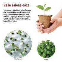 LED GROW pěstební lampa na sazenice 15 W, časovač, bílá