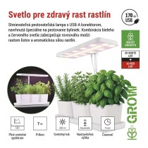 LED GROW pestovateľská lampa 7 W, časovač, stmievateľná lampa, biela