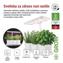 LED svetilka za rastline, polnega spektra, 30 LED diod, notranja, časovnik, zatemnljiva