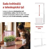 LED GROW pěstební lampa 7 W, časovač, stmívatelná, bílá