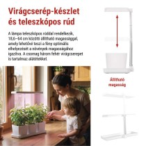 LED növénynevelő lámpa, teljes spektrum, 30 LED, beltéri, időzítővel, dimmelhető