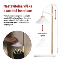 LED GROW pěstební lampa 7 W, časovač, bílá