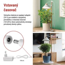 LED GROW pestovateľská lampa 7 W, časovač, biela