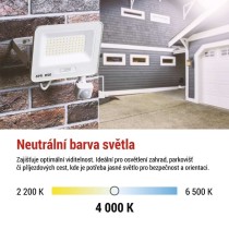 LED reflektor GLARO s pohybovým čidlem, 10 W, bílý, IP54, 1000 lm, neutrální bílá