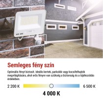 LED reflektor GLARO PIR 10 W, fehér, IP54, 1000 lm, természetes fehér