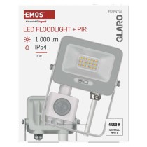 GLARO LED prožektorius su judesio jutikliu, 10 W, balts, IP54, 1000 lm, neutraliai baltas
