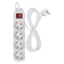 Hosszabbító 2 m / 4 aljzat / kapcsolós / fehér / PVC / 1 mm2