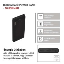 EMOS Powerbank ALPHA 10S, 10 000 mAh, 10 W, fekete