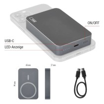 Powerbank EMOS WI 1046, 10 000 mAh, 20 W+Wireless, grau