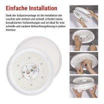 LED-Deckenleuchte TIVI, A CLASS, MW sensor, rund weiß 12,5W, IP44, Neutral Weiß