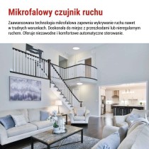 Oprawa sufitowa LED TIVI, MW sensor, okrągła biała 12,5W, IP44, neutralna biel, czujnik MW