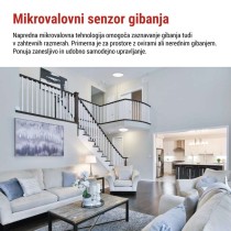 LED stropna svetilka TIVI, A CLASS, MW sensor, okrogla bela 12,5W, IP44, Nevtralna bela