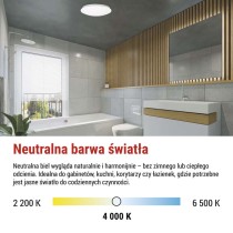 Oprawa sufitowa LED TIVI, MW sensor, okrągła biała 12,5W, IP44, neutralna biel, czujnik MW