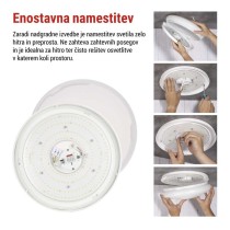 LED stropna svetilka TIVI, A CLASS, MW sensor, okrogla bela 8,6W, IP44, Nevtralna bela