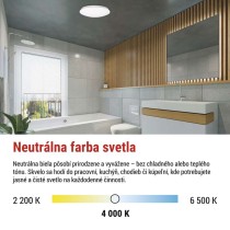 LED stropné svietidlo TIVI, A CLASS, MW sensor, okrúhle biele 8,6W, IP44, Neutrálna biela
