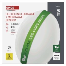 Oprawa sufitowa LED TIVI, MW sensor, okrągła biała 8,6W, IP44, neutralna biel, czujnik MW