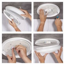 Oprawa sufitowa LED TIVI, MW sensor, okrągła biała 8,6W, IP44, neutralna biel, czujnik MW