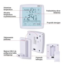 Termostat bezprzewodowy, pokojowy, programowalny z OpenTherm, P56A11