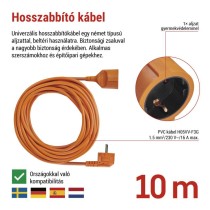 Hosszabbító 10 m / 1 aljzat / narancssárga / PVC / 250 V / 1,5 mm2