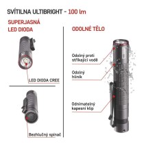 CREE LED kovová svítilna Ultibright 50, 100lm, 1xAAA