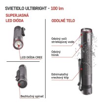 CREE LED kovové svietidlo Ultibright 50, 100lm, 1xAAA