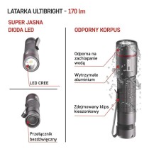 Latarka metalowa CREE LED Ultibright 60, 170lm, 1xAA