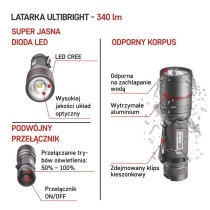 Latarka metalowa CREE LED Ultibright 70, 340lm, 3xAAA
