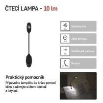 LED svítilna na čtení, 10 lm, 1× AAA