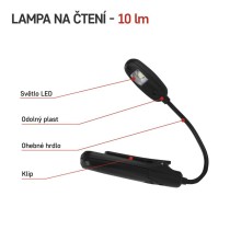 LED svítilna na čtení, 10 lm, 1× AAA