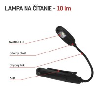 LED svietidlo na čítanie, 10 lm, 1× AAA