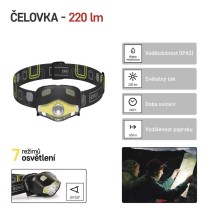 COB LED + LED čelovka P3536, 220 lm, 100 m, 3x AAA