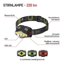 COB LED + LED Stirnlampe P3536, 220 lm, 100 m, 3x AAA