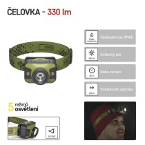 CREE LED čelovka P3539, 330 lm, 200 m, 3× AAA