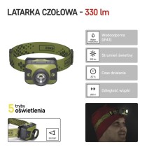 Latarka czołowa LED CREE 330 lm, 200m 3x AAA z zoomem