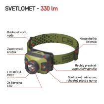 CREE LED čelovka P3539, 330 lm, 200 m, 3× AAA