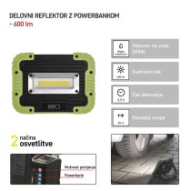 Polnilna LED delovna svetilka 5 W COB, 600 lm, 3000 mAh