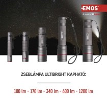 EMOS ULTIBRIGHT 90 CREE LED tölthető fém zseblámpa 1200lm