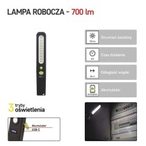 Lampa warsztatowa SMD LED + LED 700 lm, 1200mAh, ładowalna