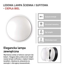 Oprawa LED ZURI okrągła 14W IP54 ciepła biel