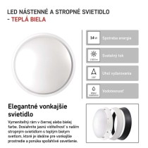 LED prisadené svietidlo ZURI, kruhové čierna/biela 14W teplá b.