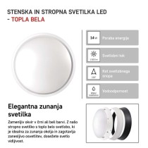 LED svetilo nadometno ZURI, okroglo, 14W, toplo bela