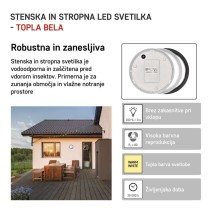 LED svetilo nadometno ZURI, okroglo, 14W, toplo bela