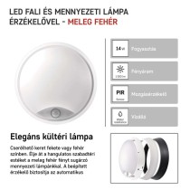 EMOS LED mennyezeti lámpa ZURI 14W 1000lm PIR érzékelővel IP54 meleg fehér